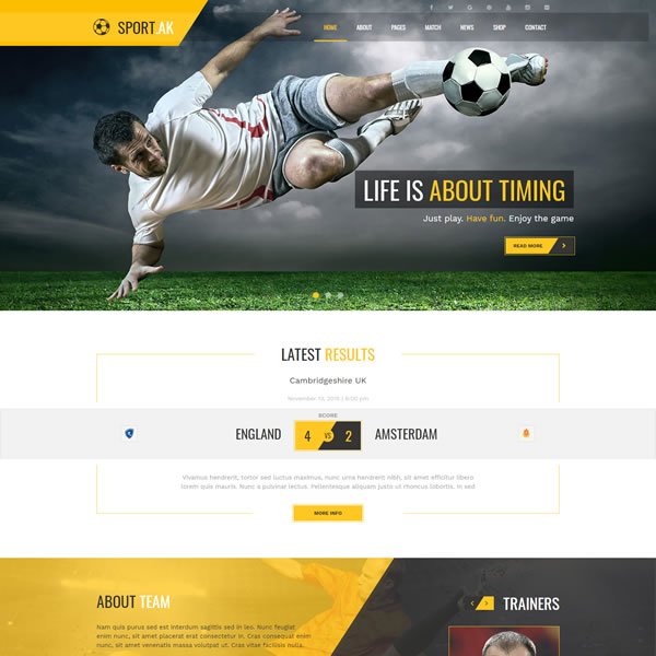 Modelos de Sites de Futebol Grátis - 4 Melhores Temas da Web de