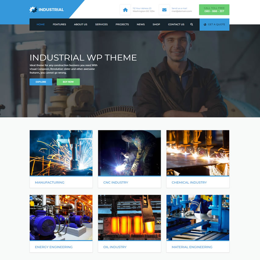 Criar Site Industrial Wordpress Responsivo 1614 Fácil de Editar