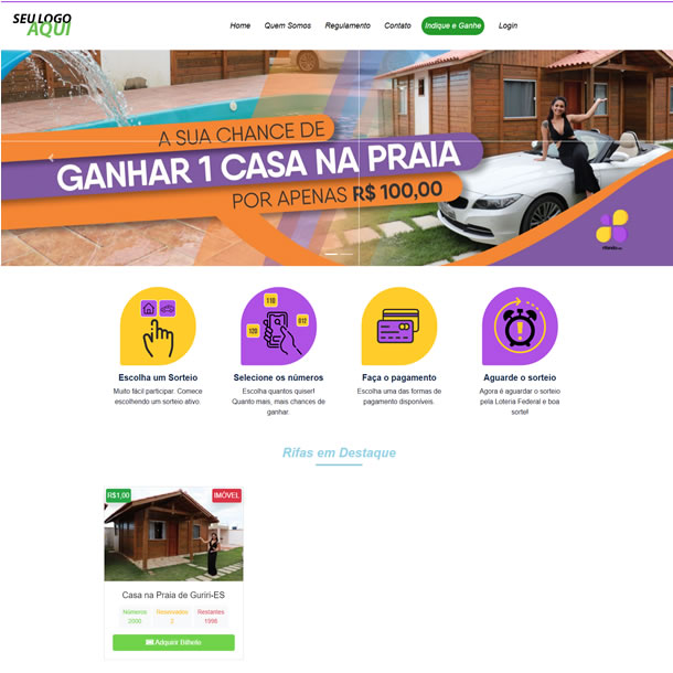 Criar Site de Rifa Template Wordpress Português Com Mercado Pago Fácil de Editar 1833