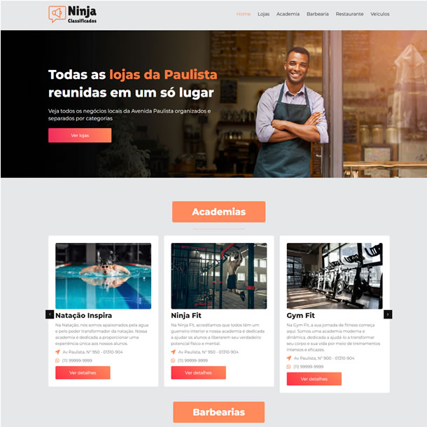 Criar Site Guia Comercial Classificados Template Wordpress Português Fácil de Editar 1801