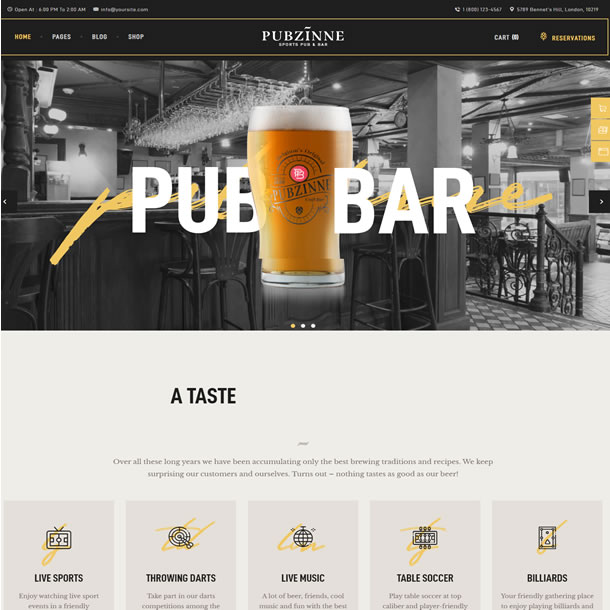 Criar Site Bebida Cerveja Bar Boteco Drink Template Wordpress Fácil de Editar 1804