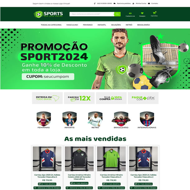 Criar Site Loja de Esporte e Artigos Esportivos Template Wordpress Elementor 1848