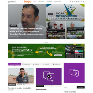 Criar Site Portal de Notícias Imagens Textos Vídeos Português Template Wordpress 1858