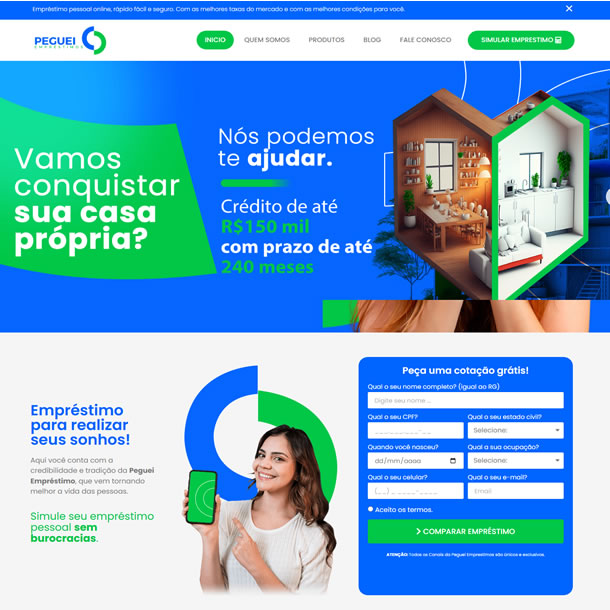 Criar Site de Empréstimos Financeira Template Wordpress Português Elementor 1856