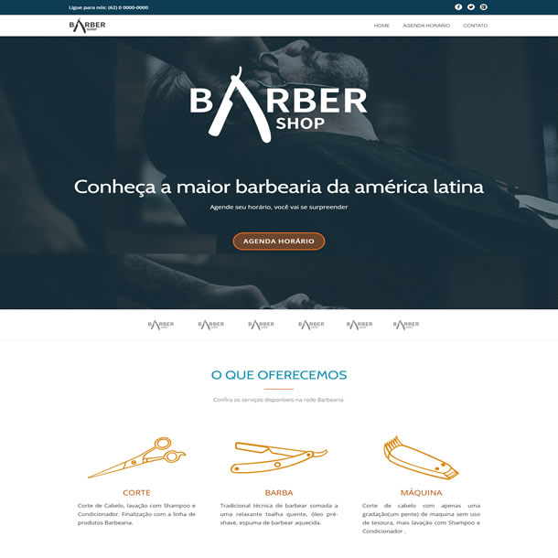 Criar Site de Barbearia Cabeleireiro Cabelo Português Template Wordpress Elementor Fácil de Editar 1863