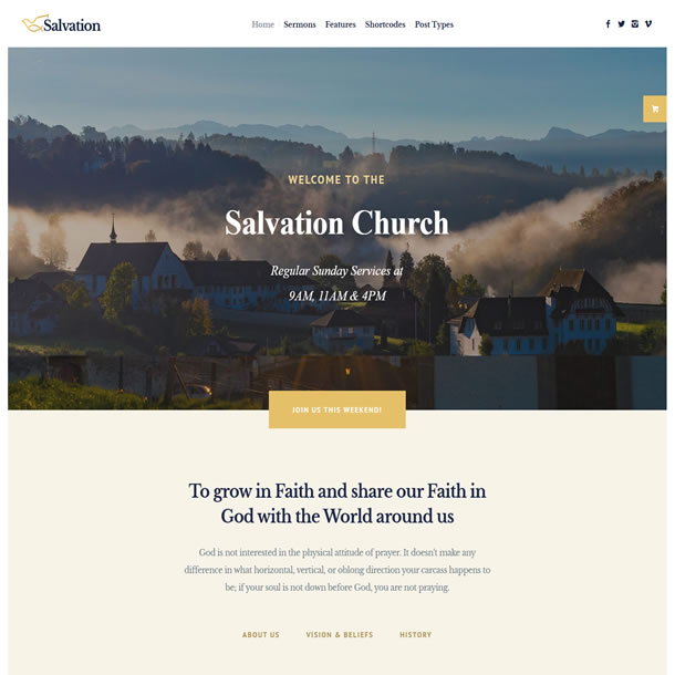 Criar Site Igreja Religião Template Wordpress Fácil de Editar 1912
