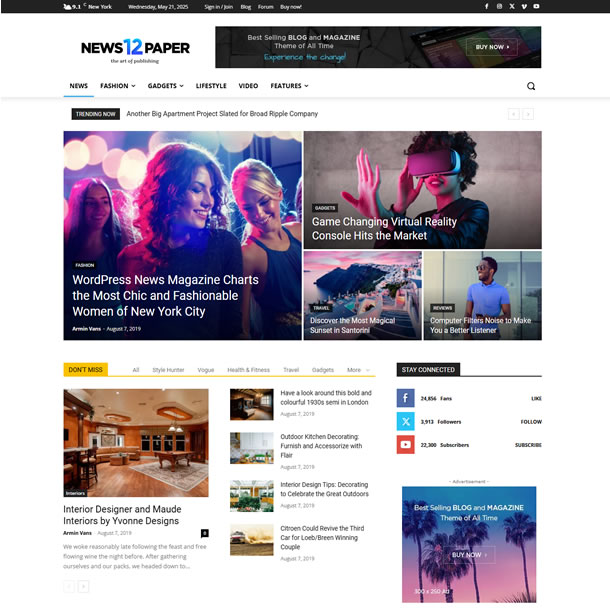 Criar Site Notícias Template Wordpress Fácil de Editar 1911